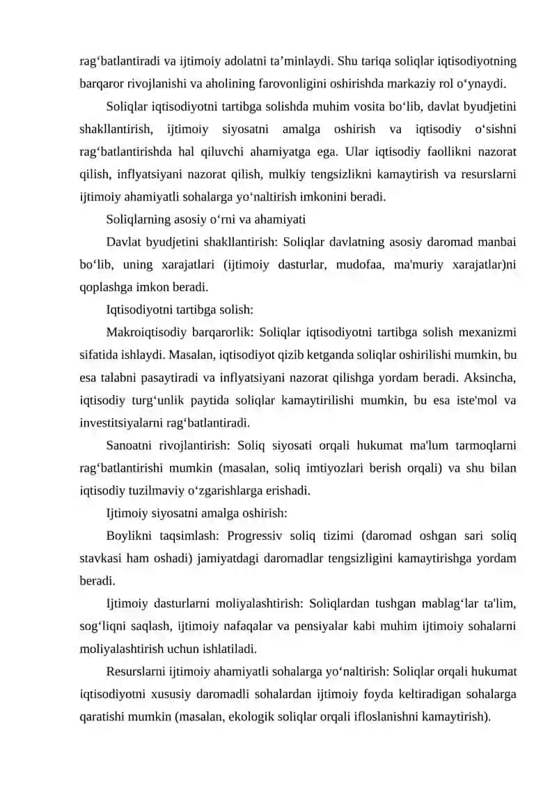 IQTISODIYOTNI TARTIBGA SOLISHDA SOLIQLARNING O‘RNI VA AHAMIYATI. 3
