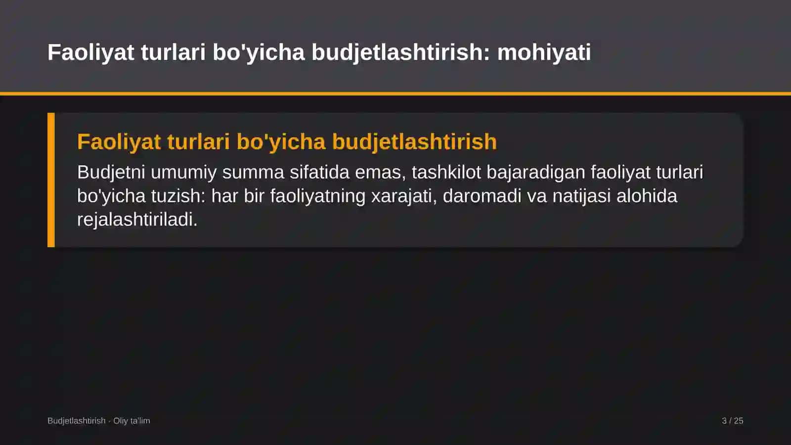 tibbiy turizmda faoliyat turlari bo'yicha budjetlashtirish 9488 3