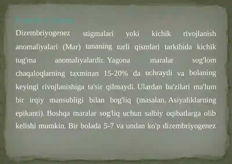 Dizembriyogenez stigmalar 3
