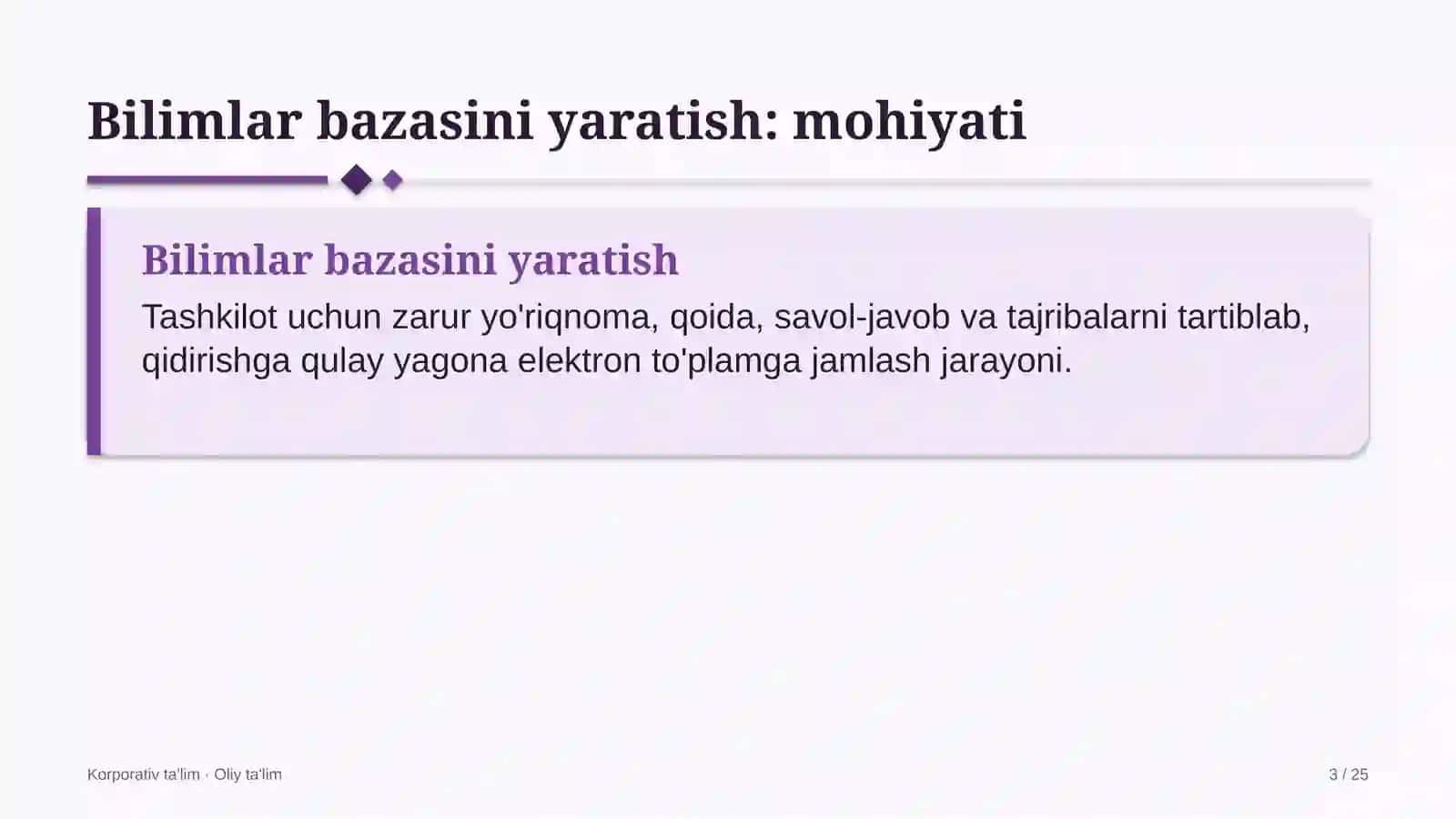 Bilimlar bazasini yaratish: mohiyati 3