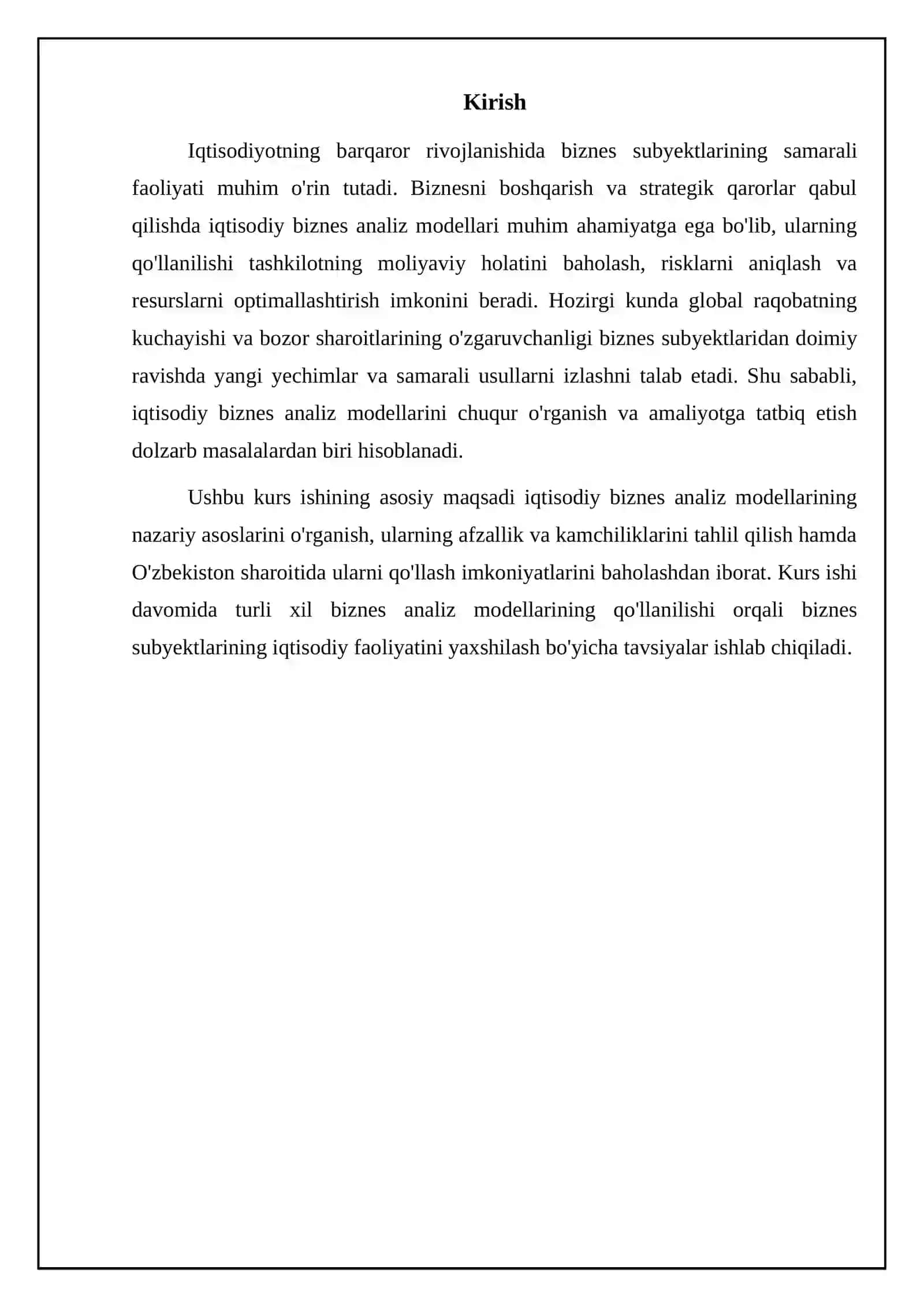 Iqtisodiy biznes analiz modellari 3