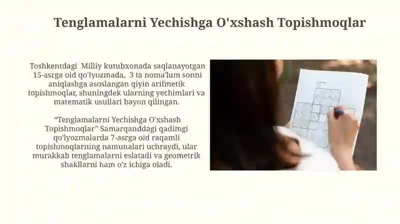 Tenglamalarni Yechishga O'xshash Topishmoqlar 3