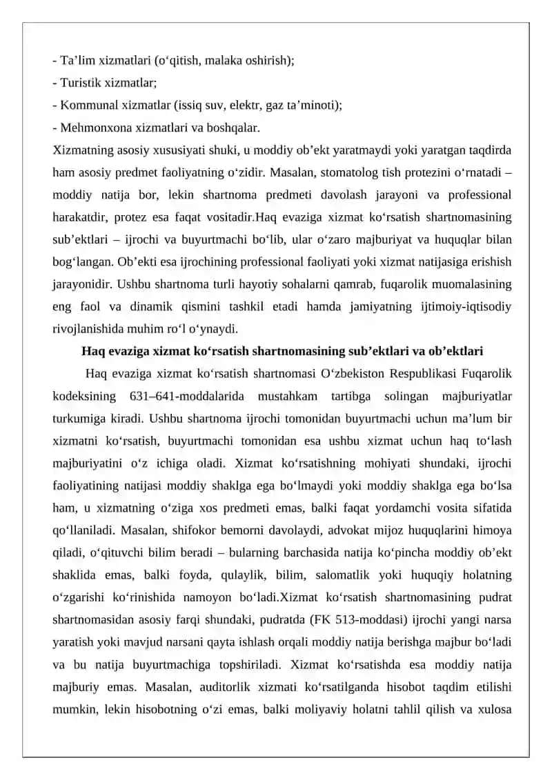 Haq evaziga xizmat ko‘rsatish shartnomasi 3