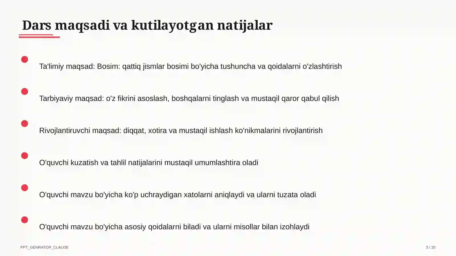 Bosim: qattiq jismlar bosimi (6-sinf) 3