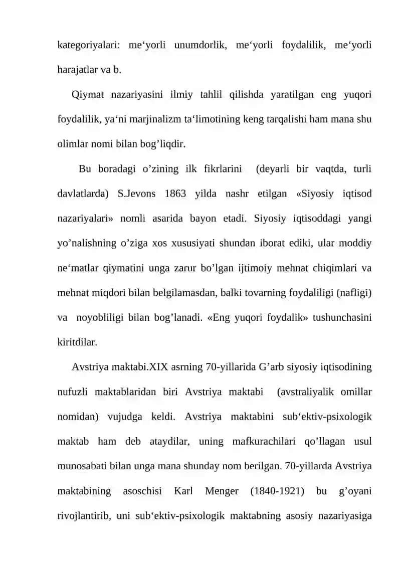 Marjinalizm ta`limoti va neoklassik iqtisodiy maktablar 3