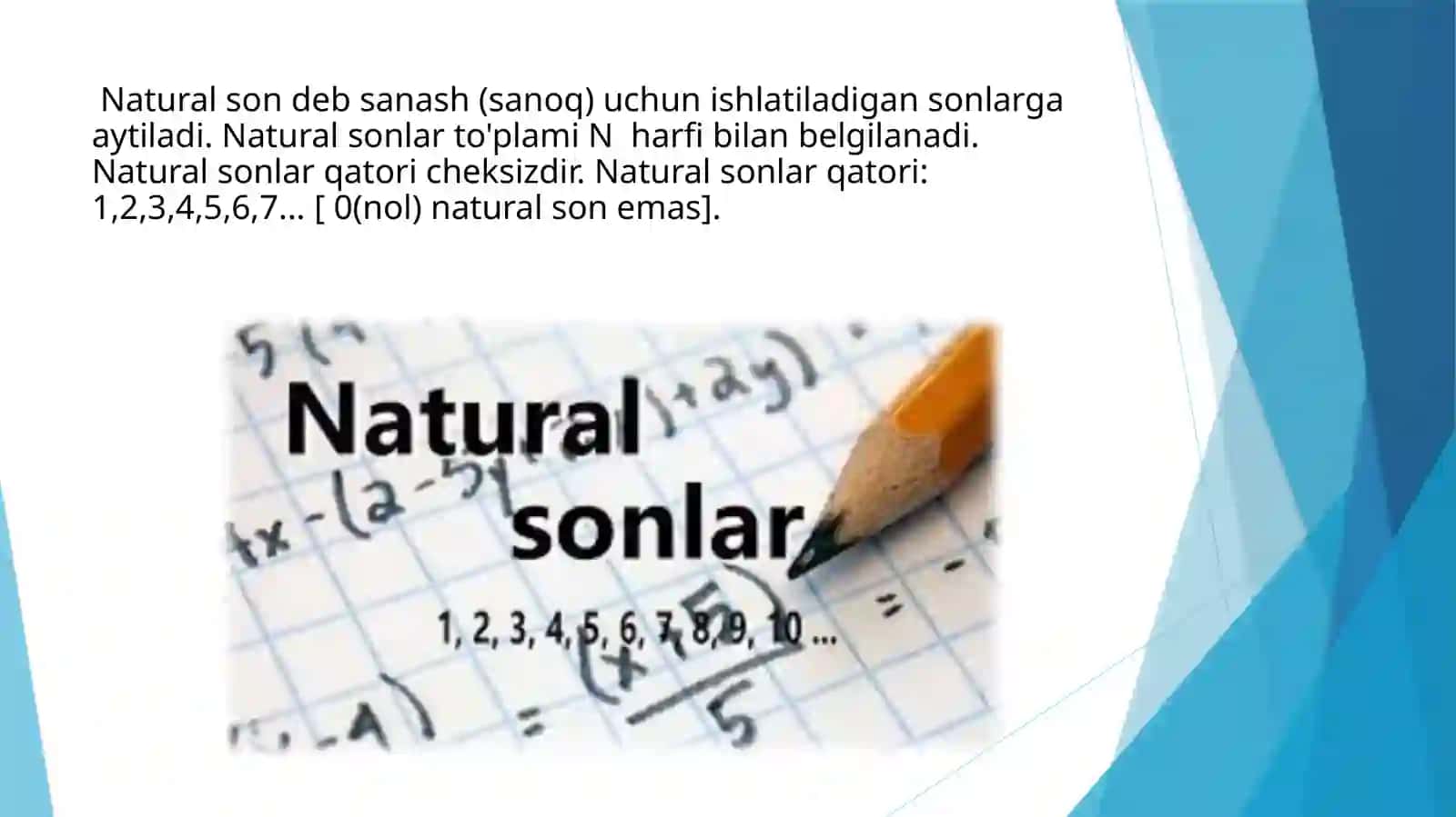 Natural son miqdorlarini o’lchash natijasi sifatida 3