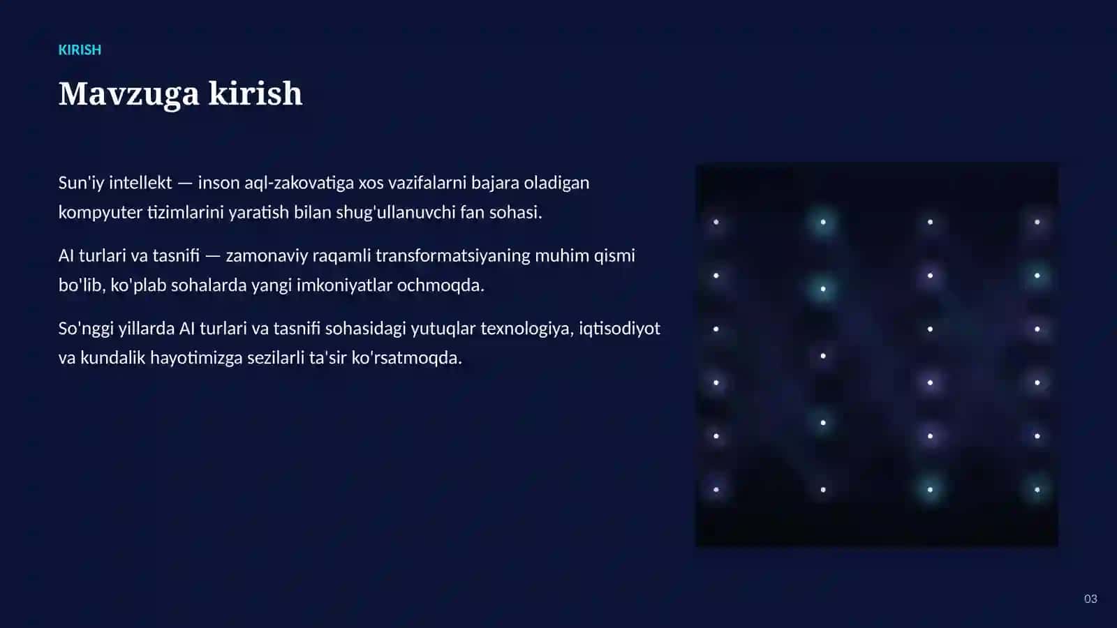 SUN'IY INTELLEKT • SUN'IY INTELLEKT ASOSLARI 3