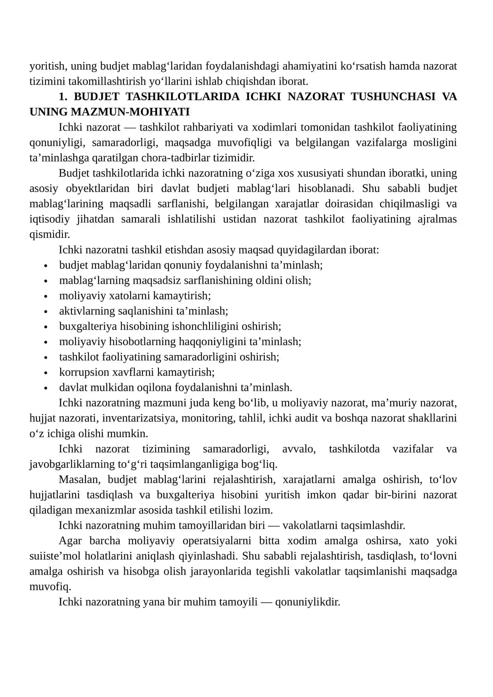 BUDJET TASHKILOTLARIDA ICHKI NAZORATNI TASHKIL ETISHNING TASHKILIY-USLUBIY JIHATLARI 3