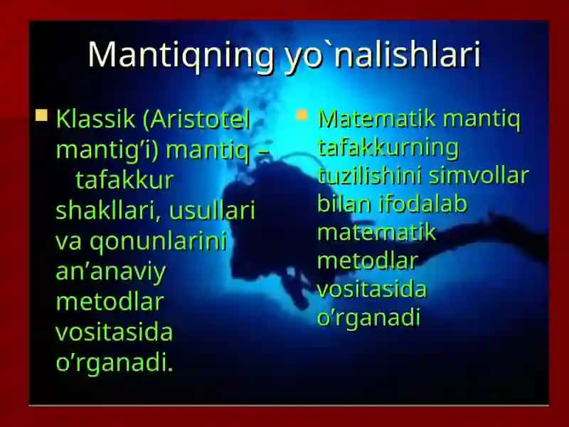 Mantiq fanining predmeti va rivojlanishining asosiy bosqichlari. Formal mantiqnini asosiy qonunlari va prinsiplari 3