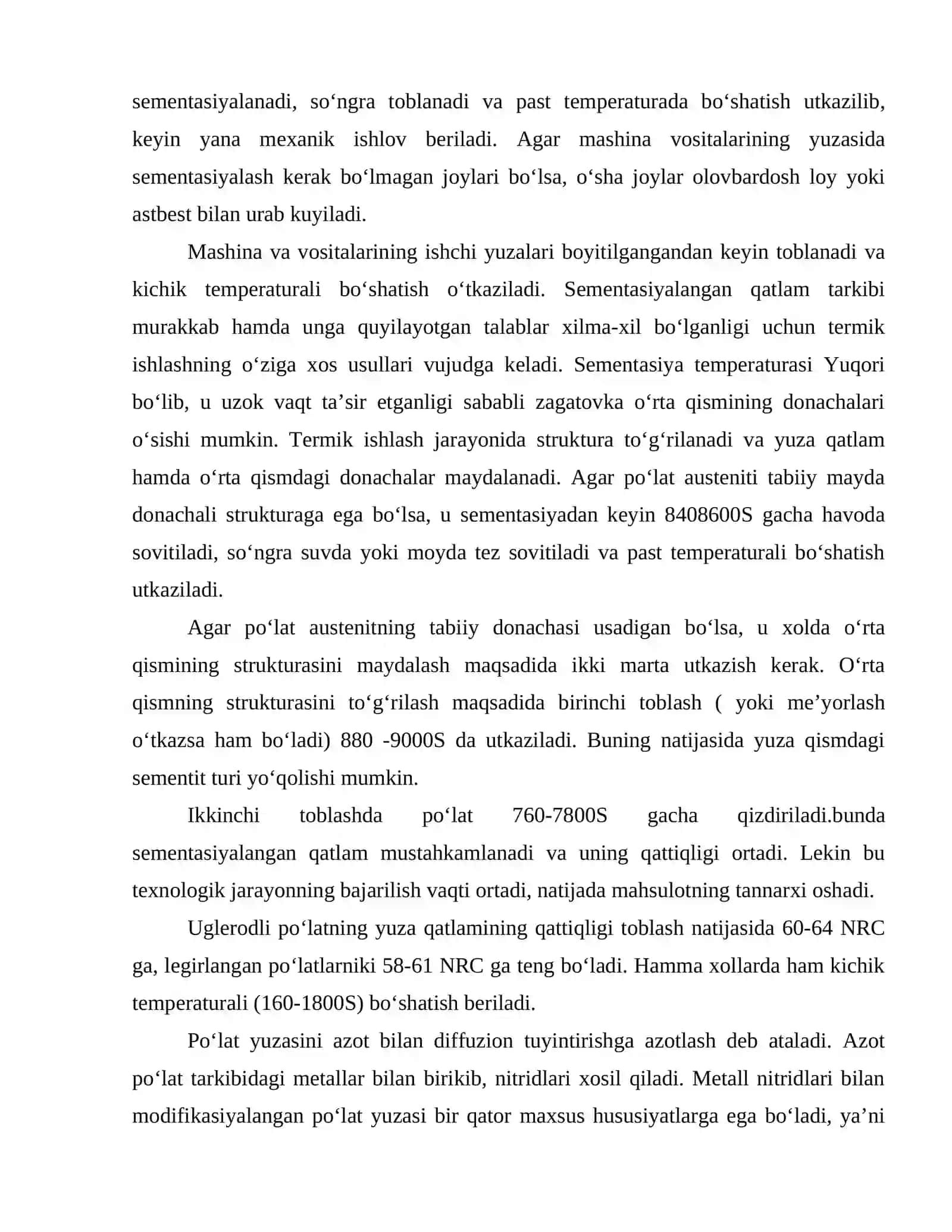 Poʻlatlarni kimyoviy termik ishlash 3