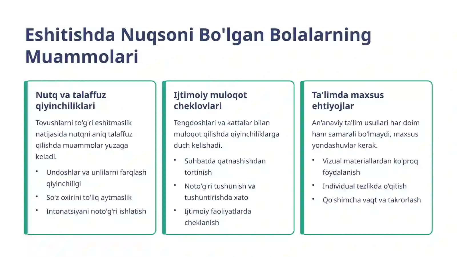 Eshitishda Nuqsoni Bo'lgan Bolalar: Ta'lim va Qo'llab-quvvatlash 3