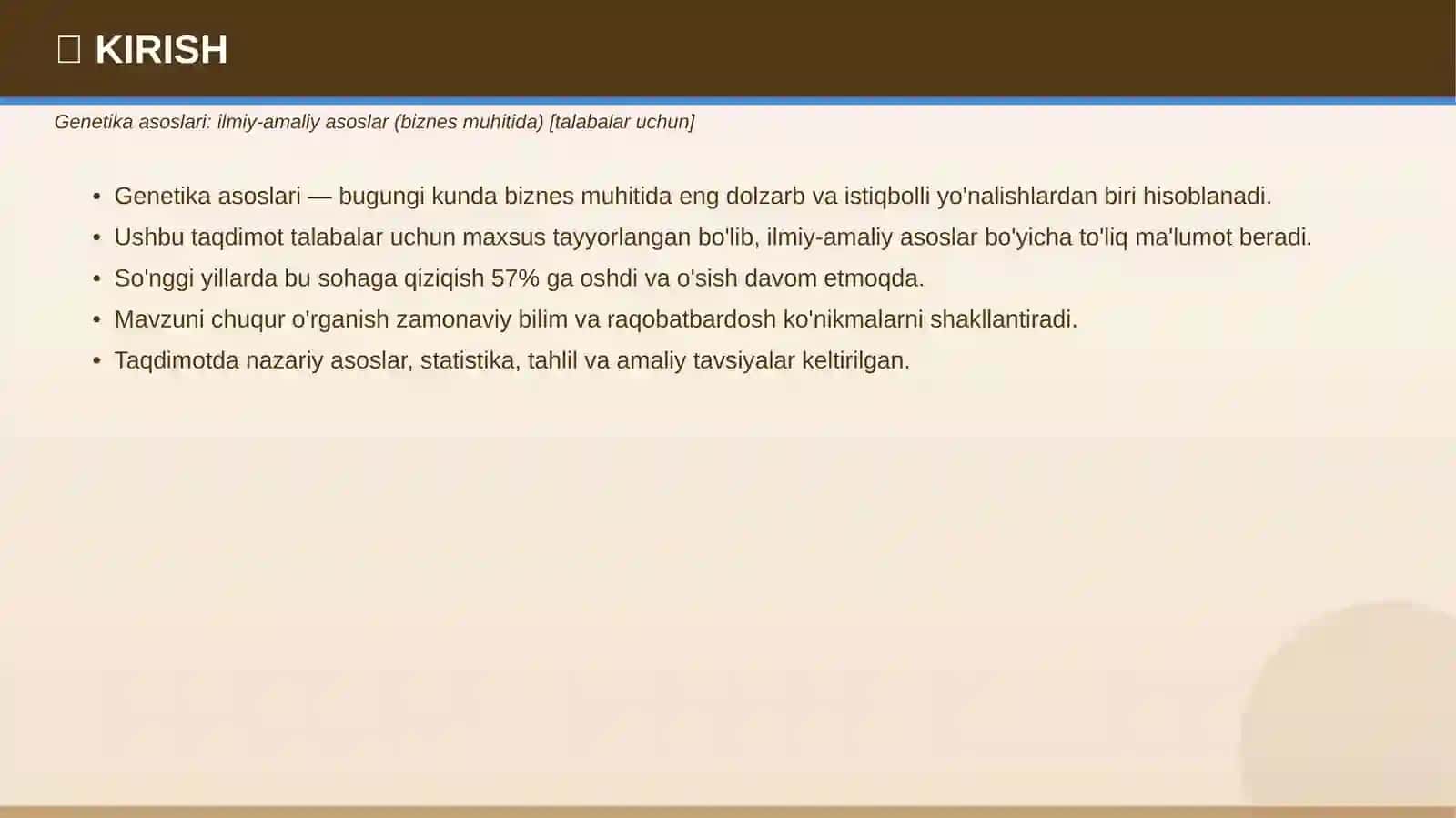 Genetika asoslari: ilmiy-amaliy asoslar (biznes muhitida) [talabalar uchun] 3