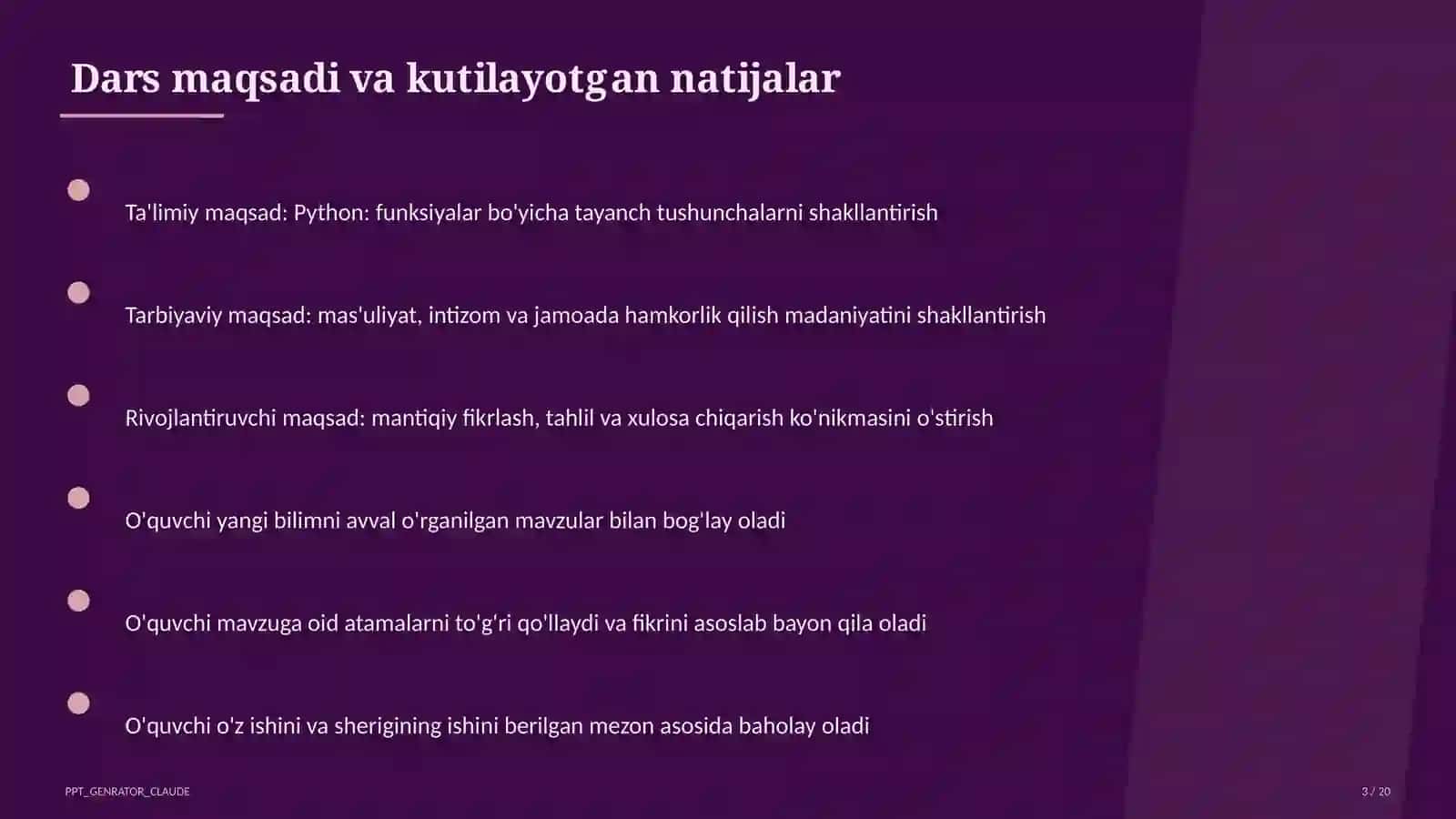 Python: funksiyalar (9-sinf) 3