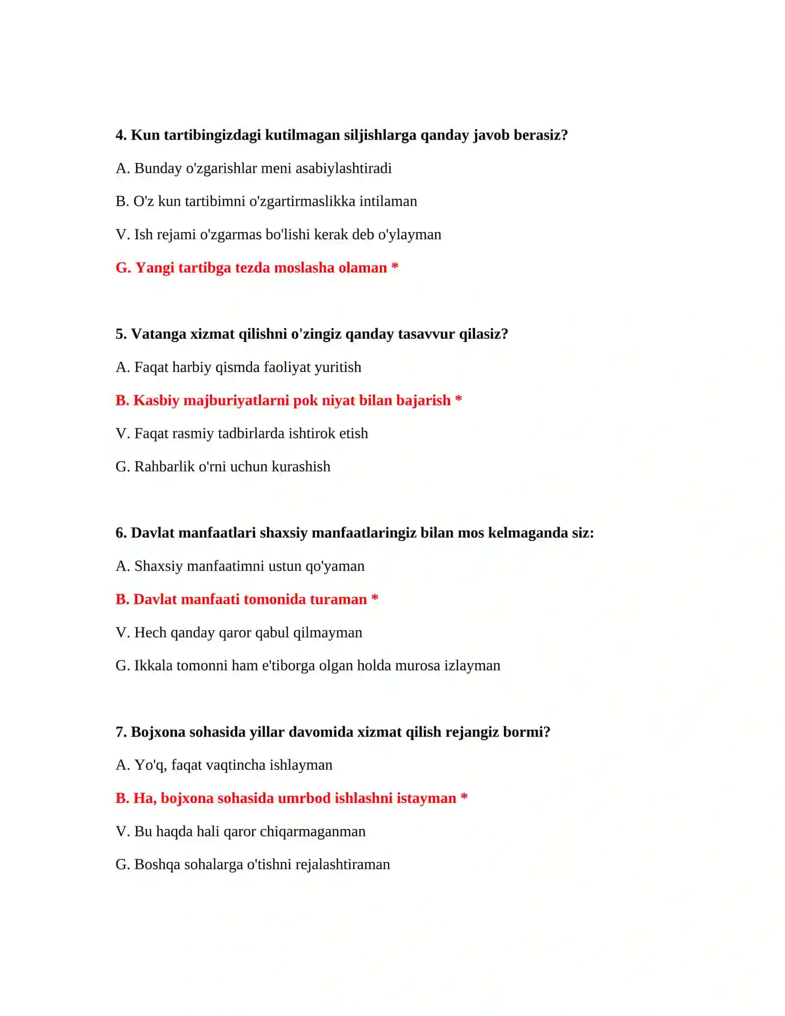 Bojxona test savollari bilan tayyorlanish 3