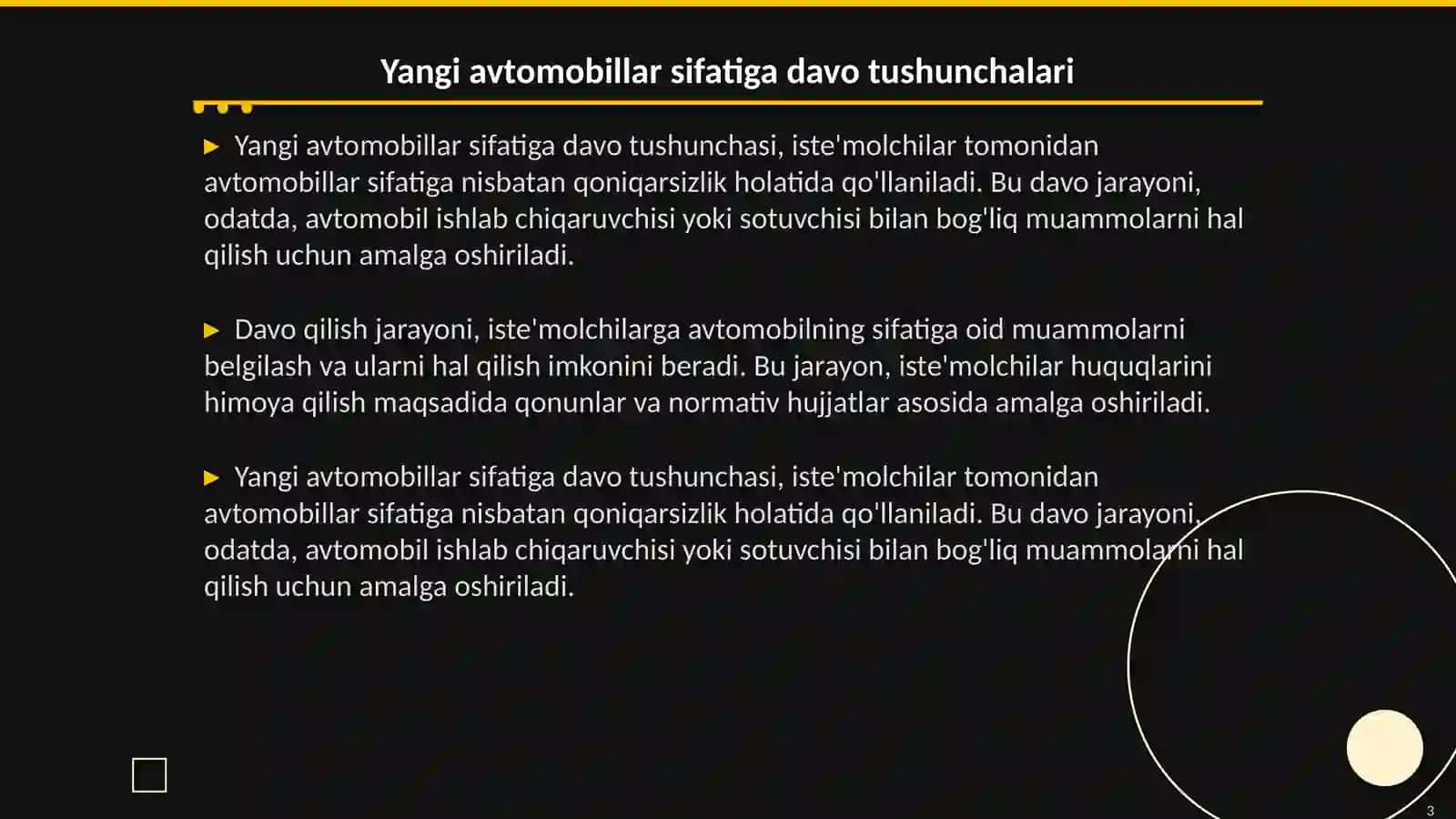 Yangi avtomobillar sifatiga davo qilishning tartibi va ularni qanoatlantirish usullari 3