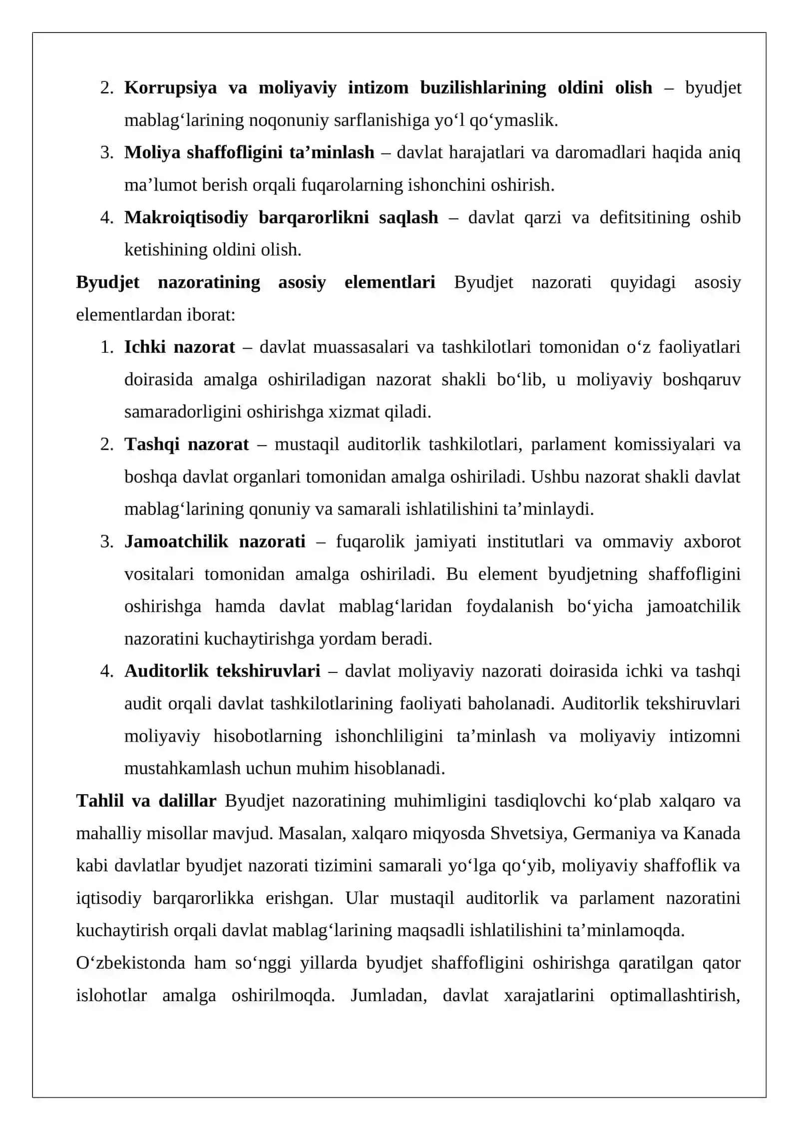 Byudjet nazorati va uning asosiy elementlari 3