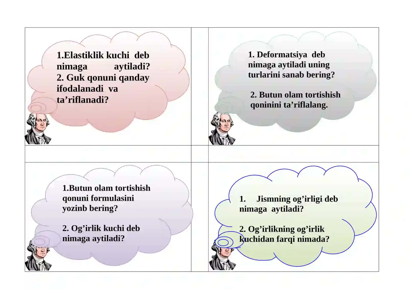 Tarqatma savollar to'plami. FIZIKA 7-SINF (72 ta kartochka) 3
