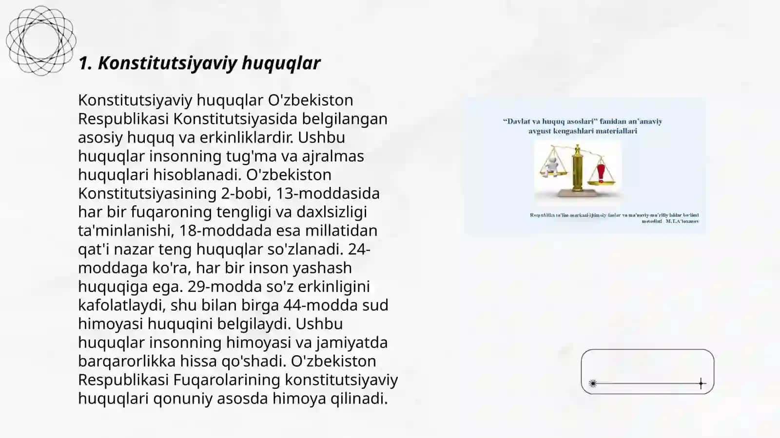 Huquq va Erkinliklarning kafolatlari 3
