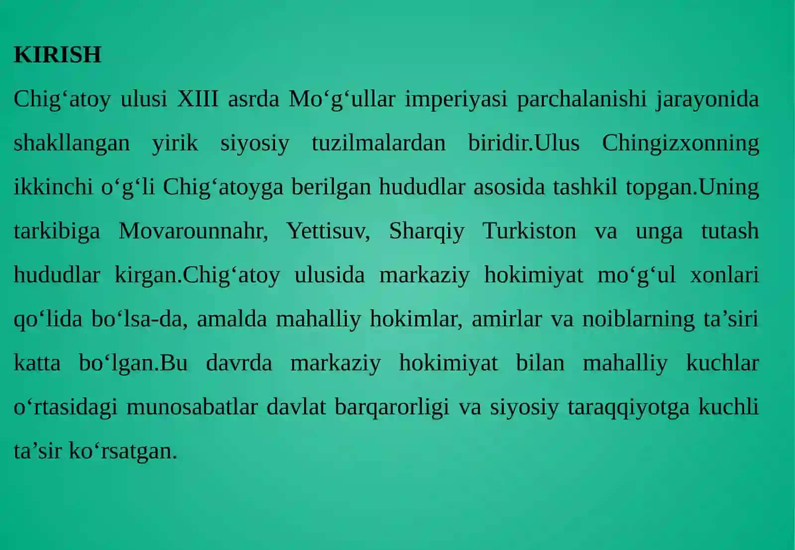 Chig‘atoyul usidagi mahalliy hokimliklar va markaziy hokimiyat o‘rtasidagi munosabatlar 3