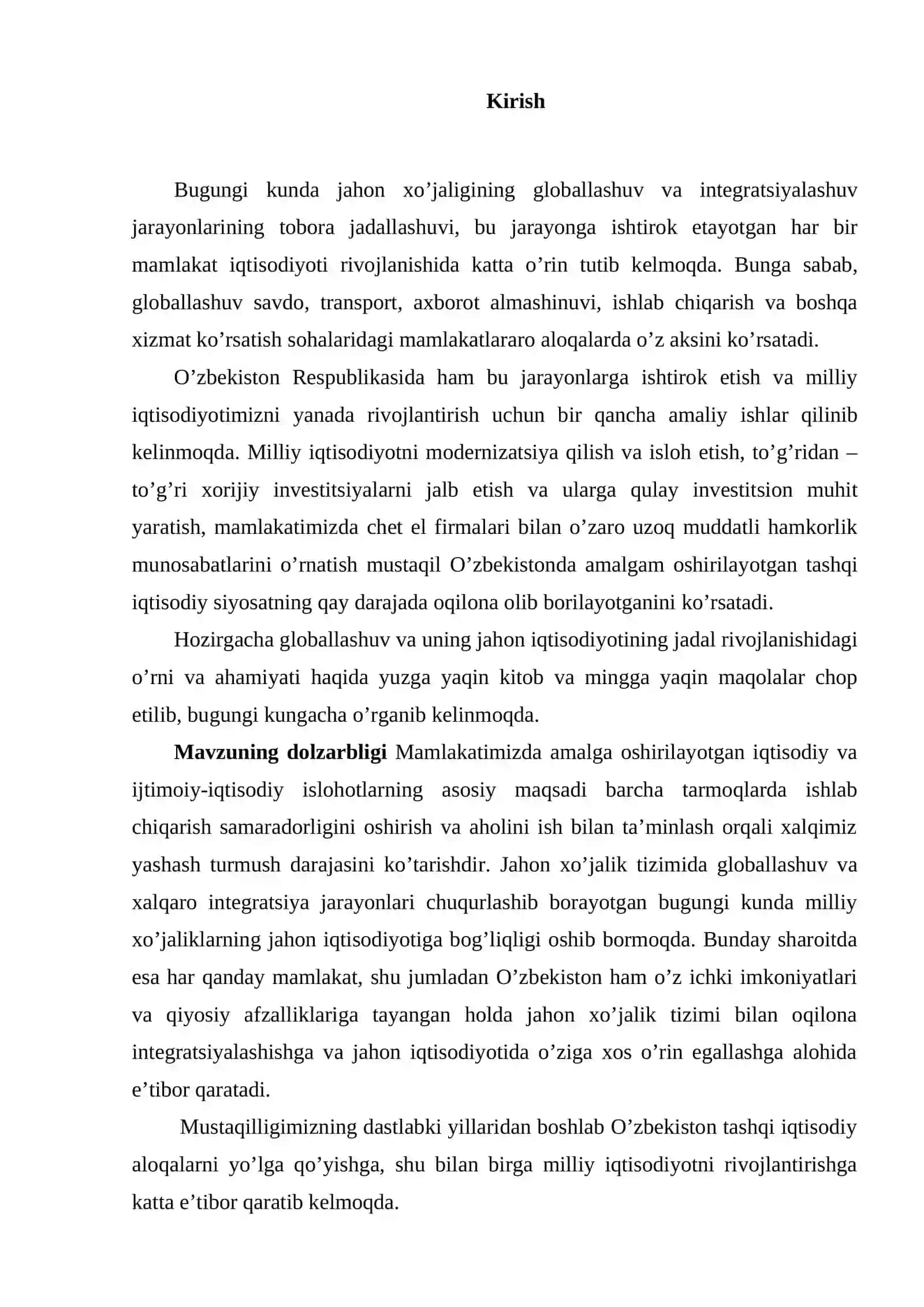 Globallashuv sharoitida tashqi iqtisodiy xavfsizlikning ustuvor yo’nalishlari 3