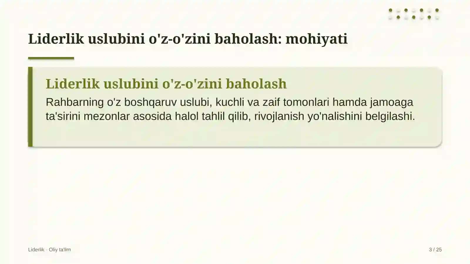telemeditsinada liderlik uslubini o'z o'zini baholash 4674 3