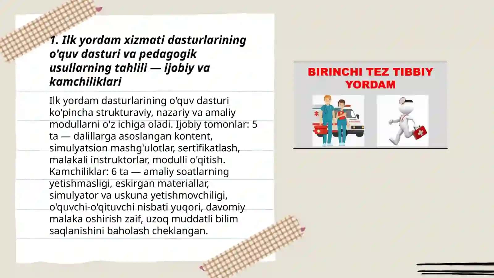 Ilk yordam xizmati dasturlarining tahlili va ijobiy tomonlari va kamchilinlari 3