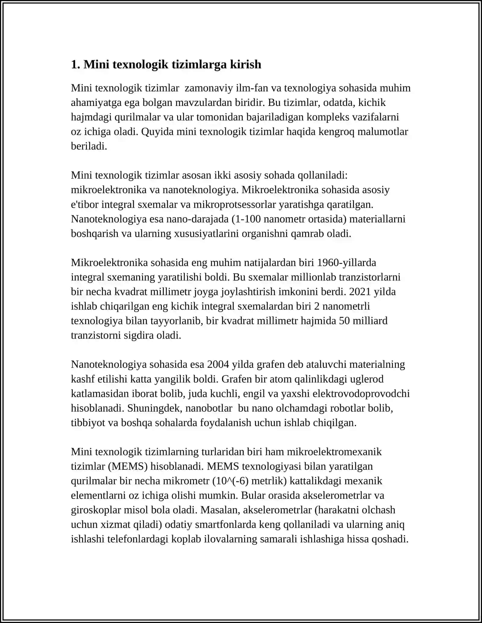 MINI TEXNALOGIK TIZIMLAR 3