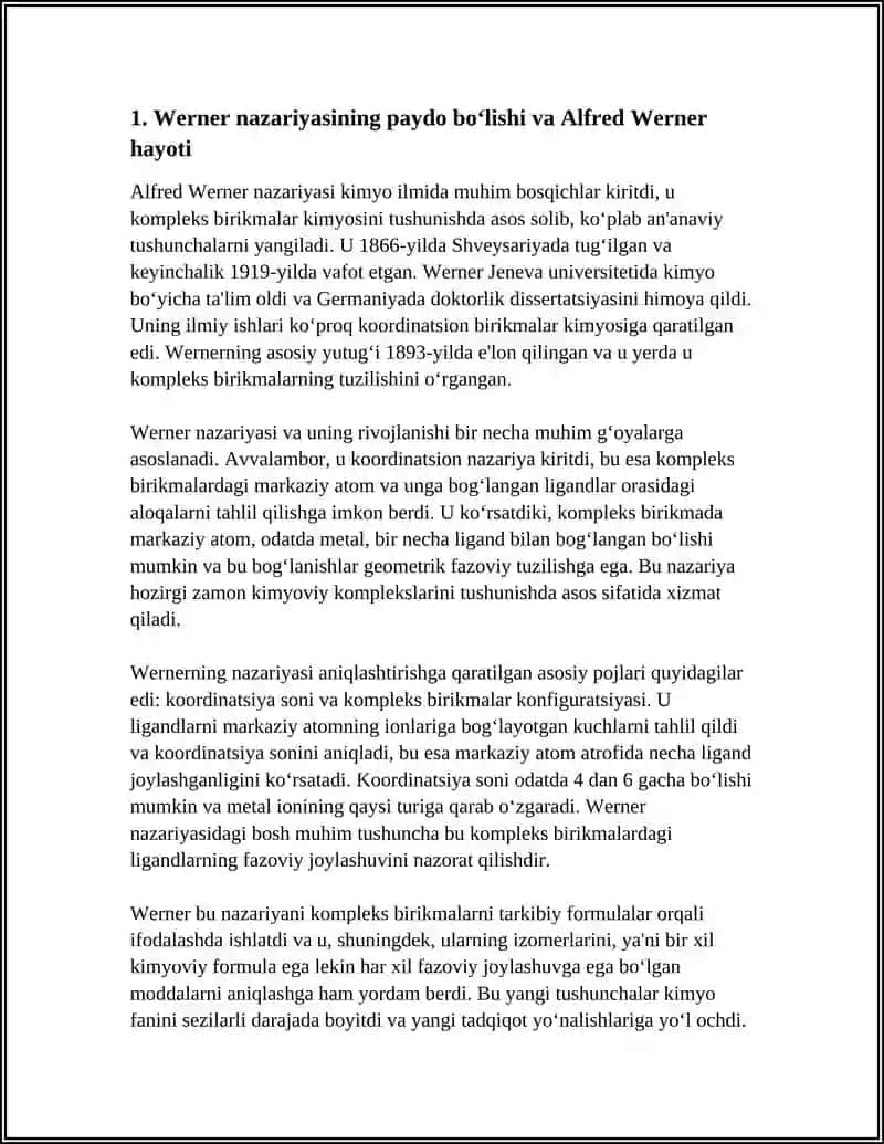 KOMPLEKS BIRIKMALAR TO‘G‘RISIDA VERNER NAZARIYASI 3