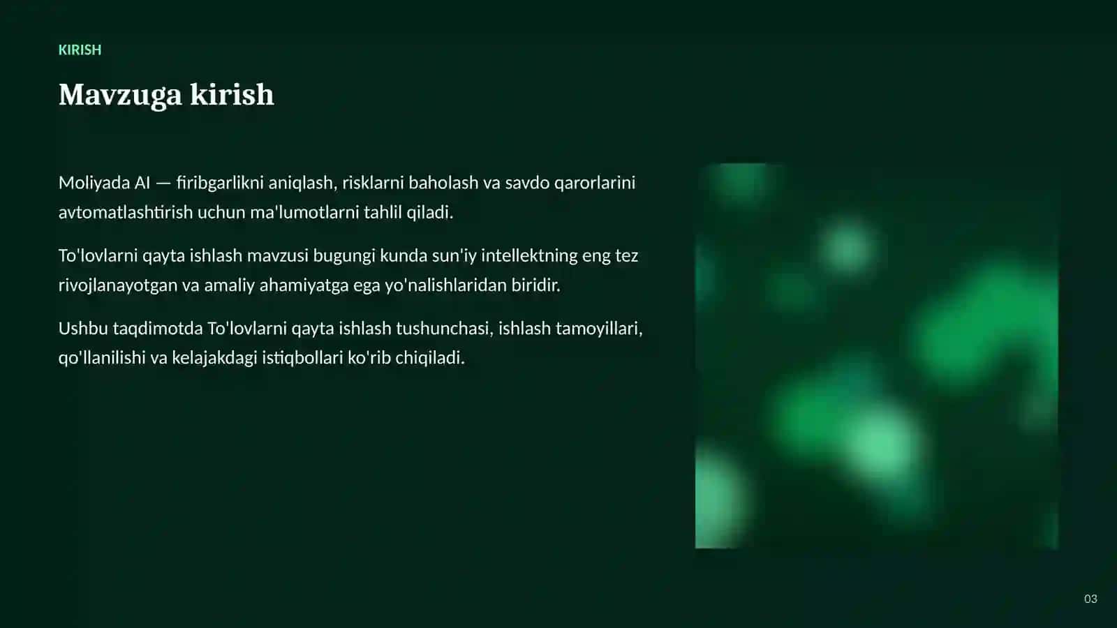 SUN'IY INTELLEKT • AI MOLIYADA 3