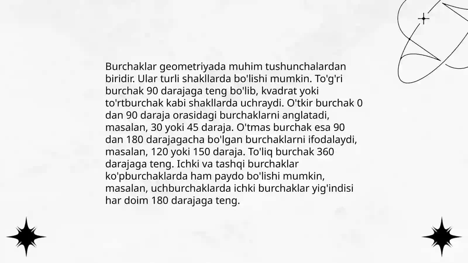 Burchaklar. Masalalar 3