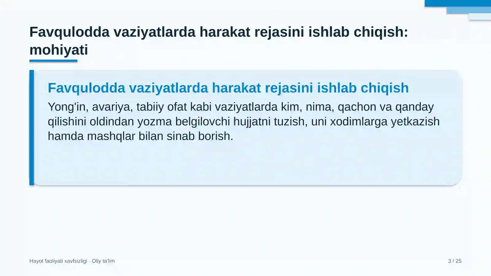 Elektron hujjat aylanishi tizimlarida favqulodda vaziyatlarda harakat rejasini ishlab chiqish 3