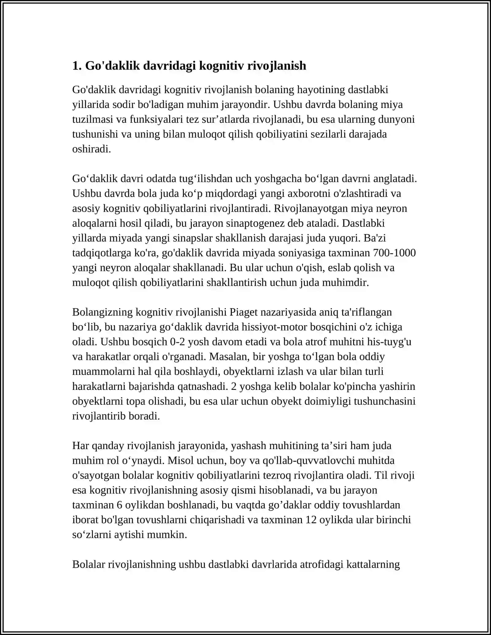 MUSTAQIL ISH Mavzu: GO'DAKLIK DAVRINING PSIXOLOGIK XUSUSIYATI 3