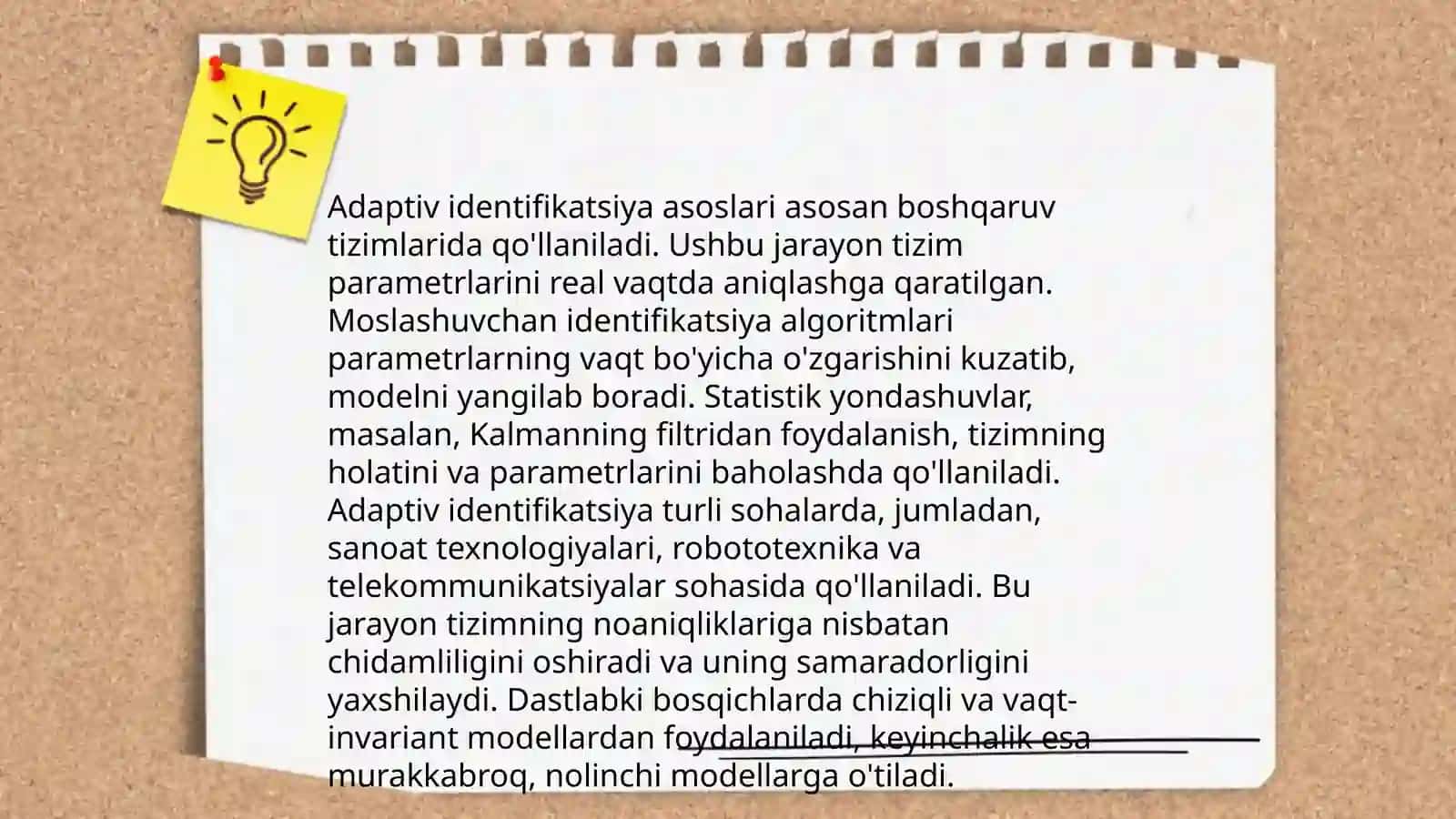 Adaptiv identifikatsiya haqida tushuncha. Stoxastik approksimatsiya usuli 3