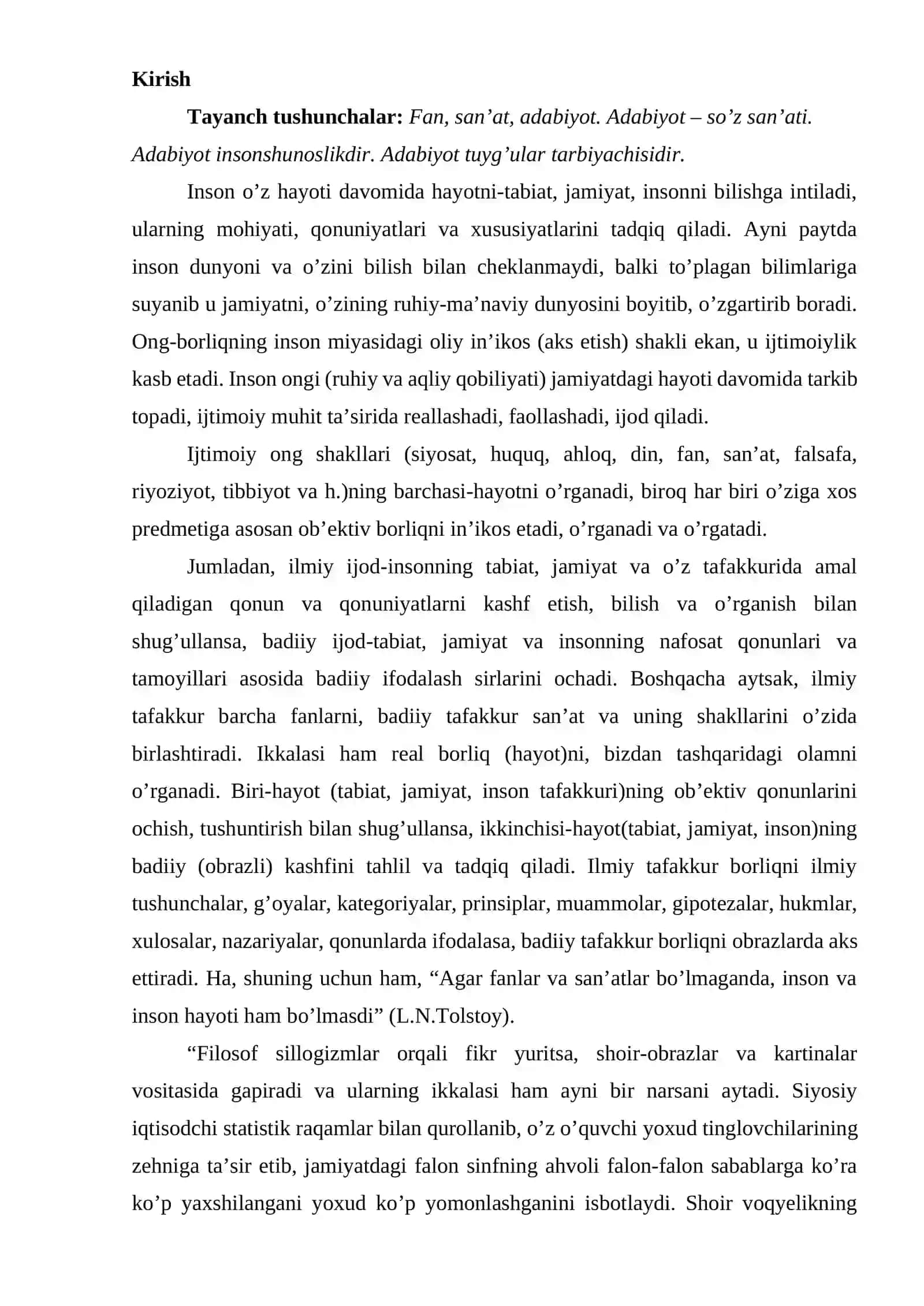 Adabiyotshunoslikka kirish va adabiyot nazariyasi 3