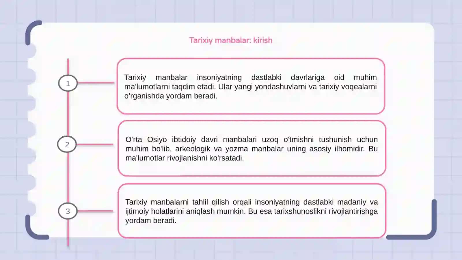 Tarixiy manbalar: kirish 3
