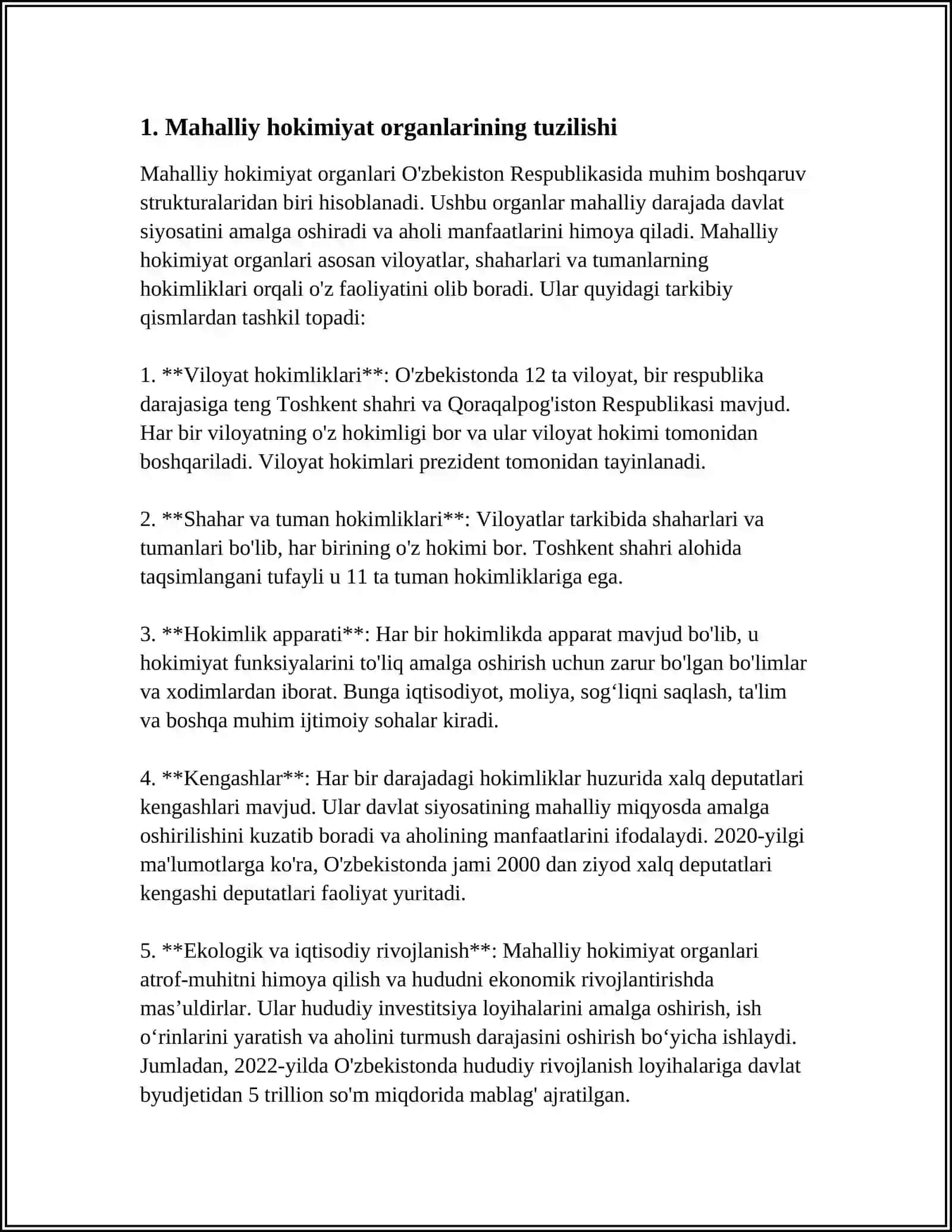 MUSTAQIL ISH Mavzu: MAHALLIY HOKIMYAT ORGANLARINING HUQUQIY MAQOMI 3