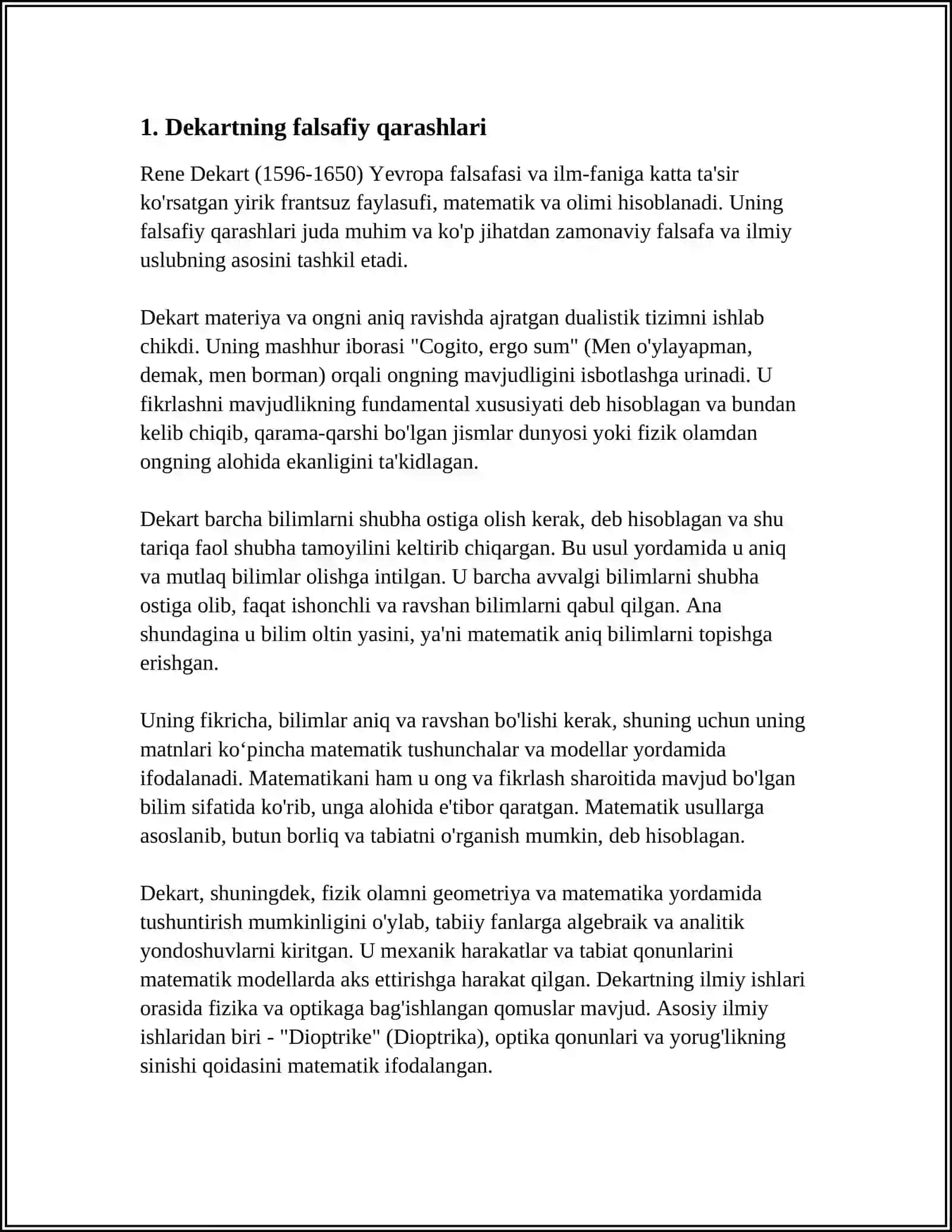 R.DEKARTNING BILISH HAQIDAGI TAʼLIMOTI 3