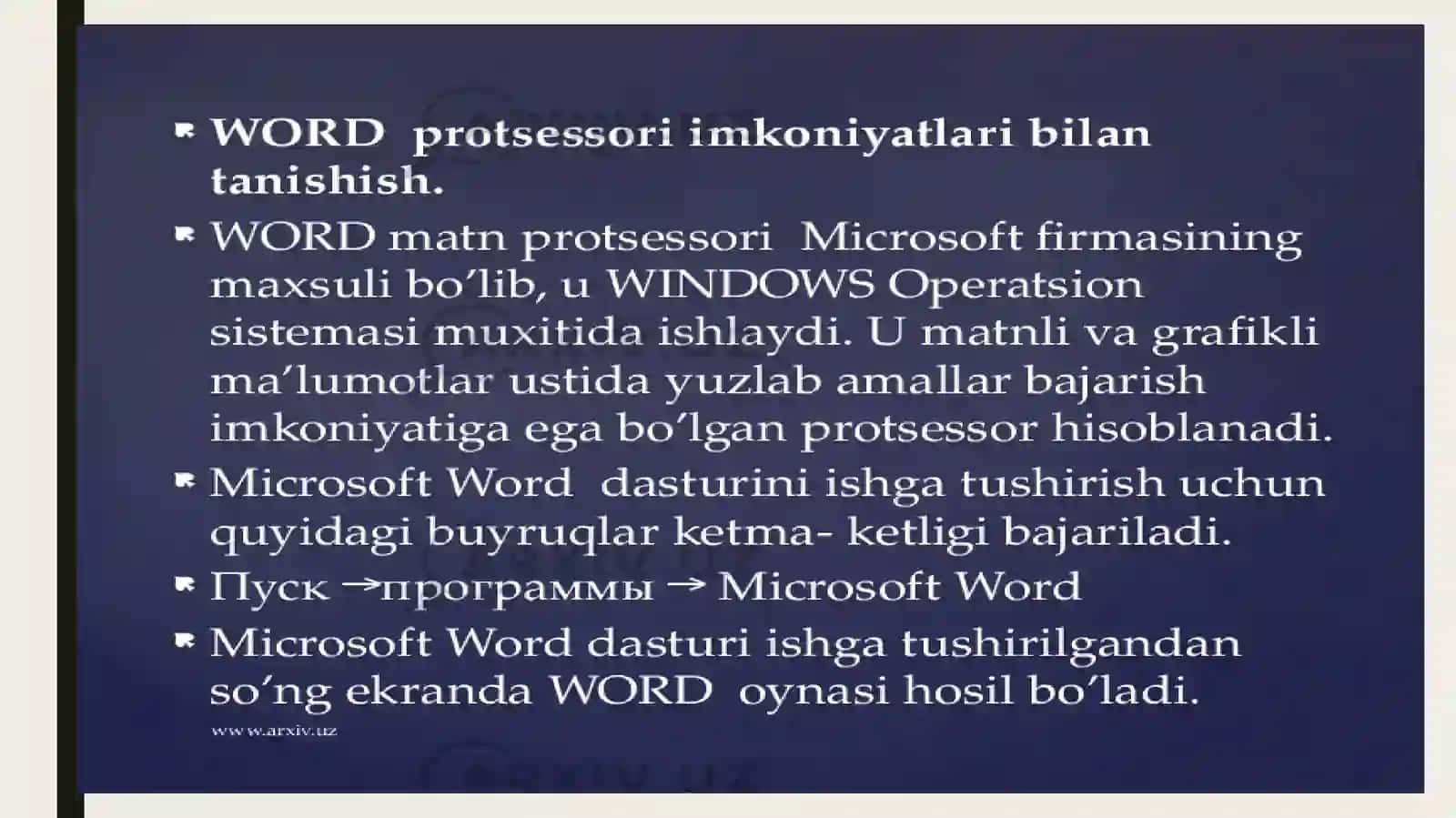 Wordmatnmuxarririda“glavnaya“menyusidanfoydalanish 3
