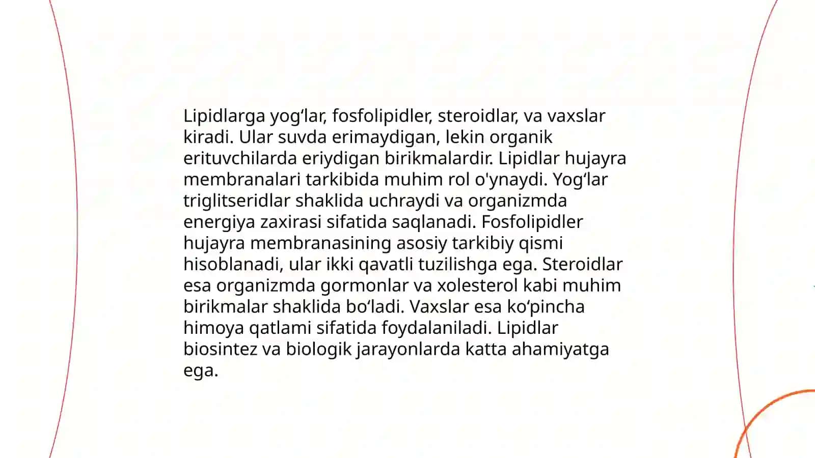 Lipidlar va lipoidlar. Biologik membranalar 3