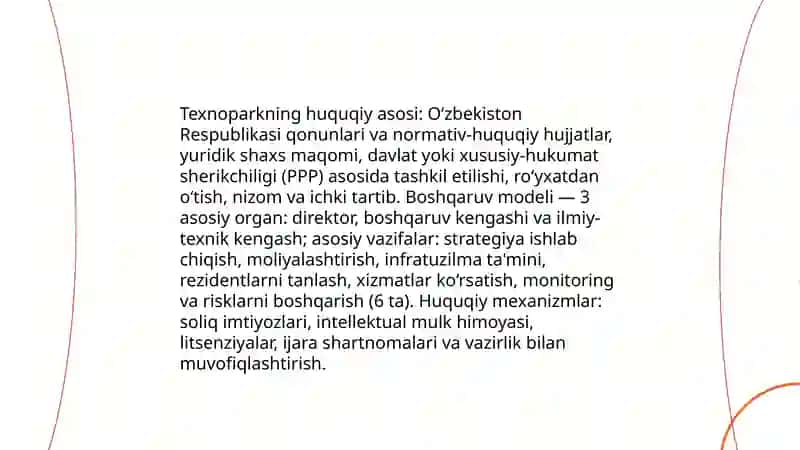 Texnoparklar tizimining tashkiliy tuzilmasi va vazifalari 3