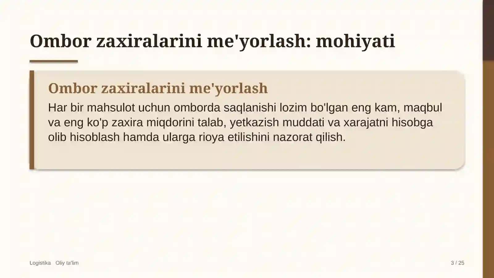 Energetika dispetcherlik markazlarida ombor zaxiralarini me'yorlash 3