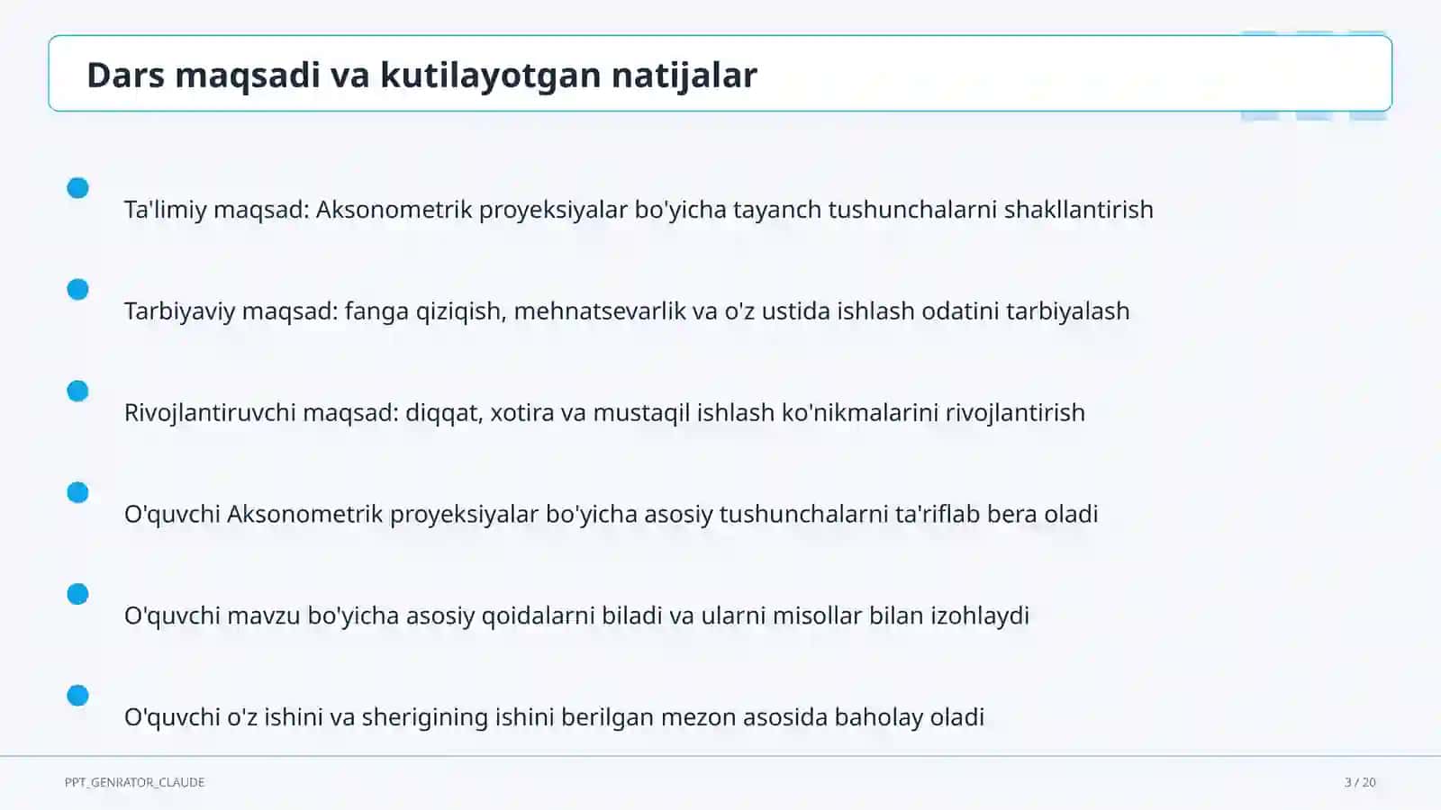 Aksonometrik proyeksiyalar (8-sinf) 3