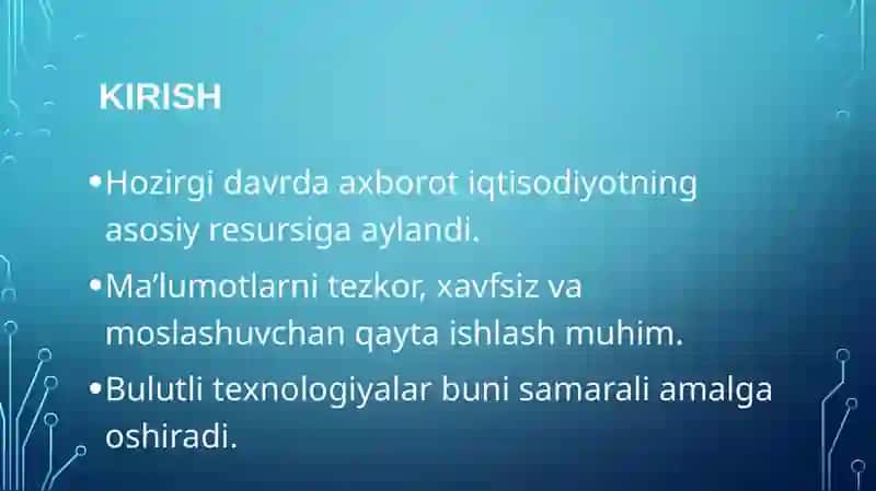 Bulutli texnologiyalardan foydalanishning afzalliklari va xavfsizlik masalalari 3