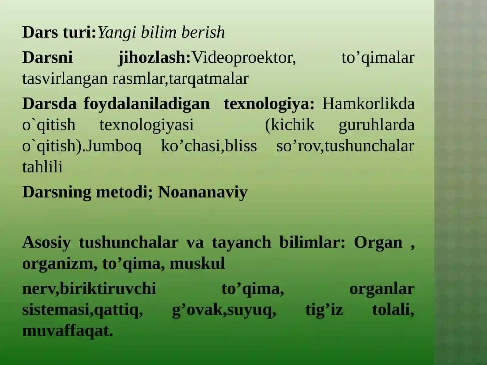 TO’QIMALAR ORGAN VA ORGANLAR SISTEMASI 3