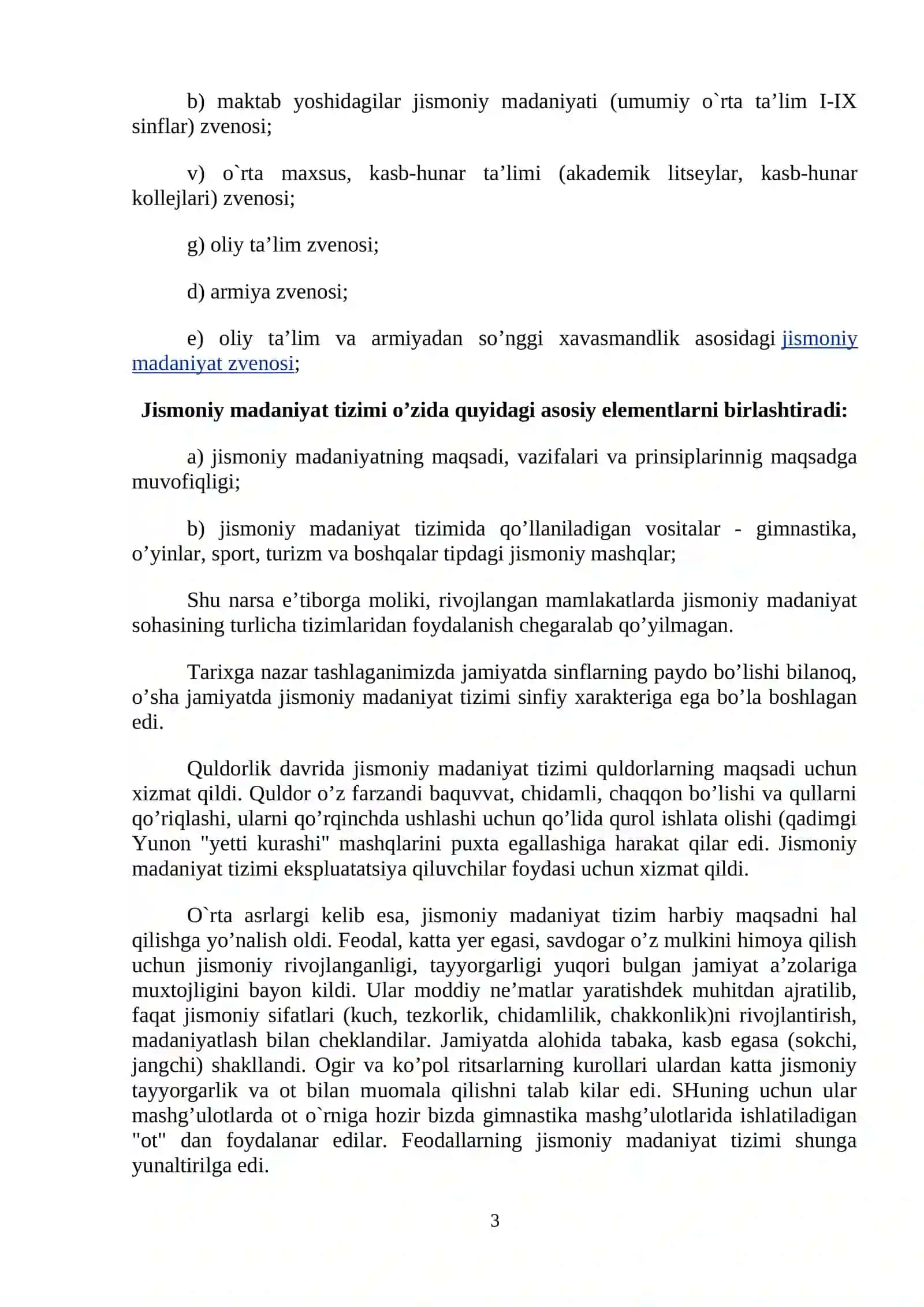 O‘zbekiston Respublikasidagi jismoniy tarbiya tizimining umumiy tavsifi 3