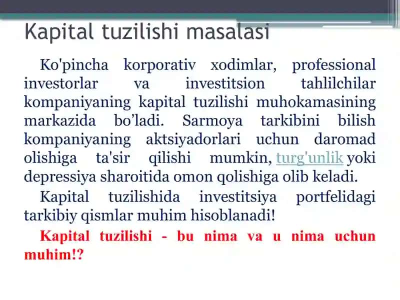Kapital tarkibi va uni boshqarish 3