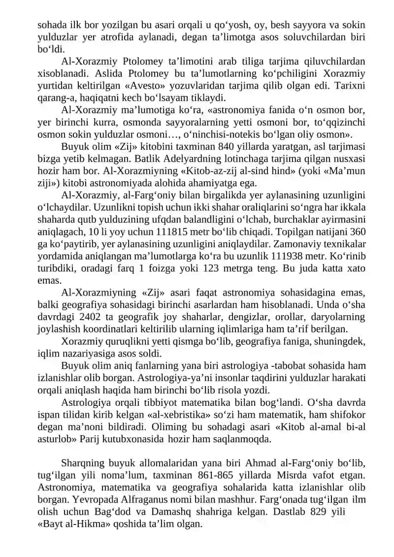 4-MA’RUZA: Markaziy Osiyo mutafakirlarining tabiatshunoslik fanini rivojlanishiga qo‘shgan hissasi 3