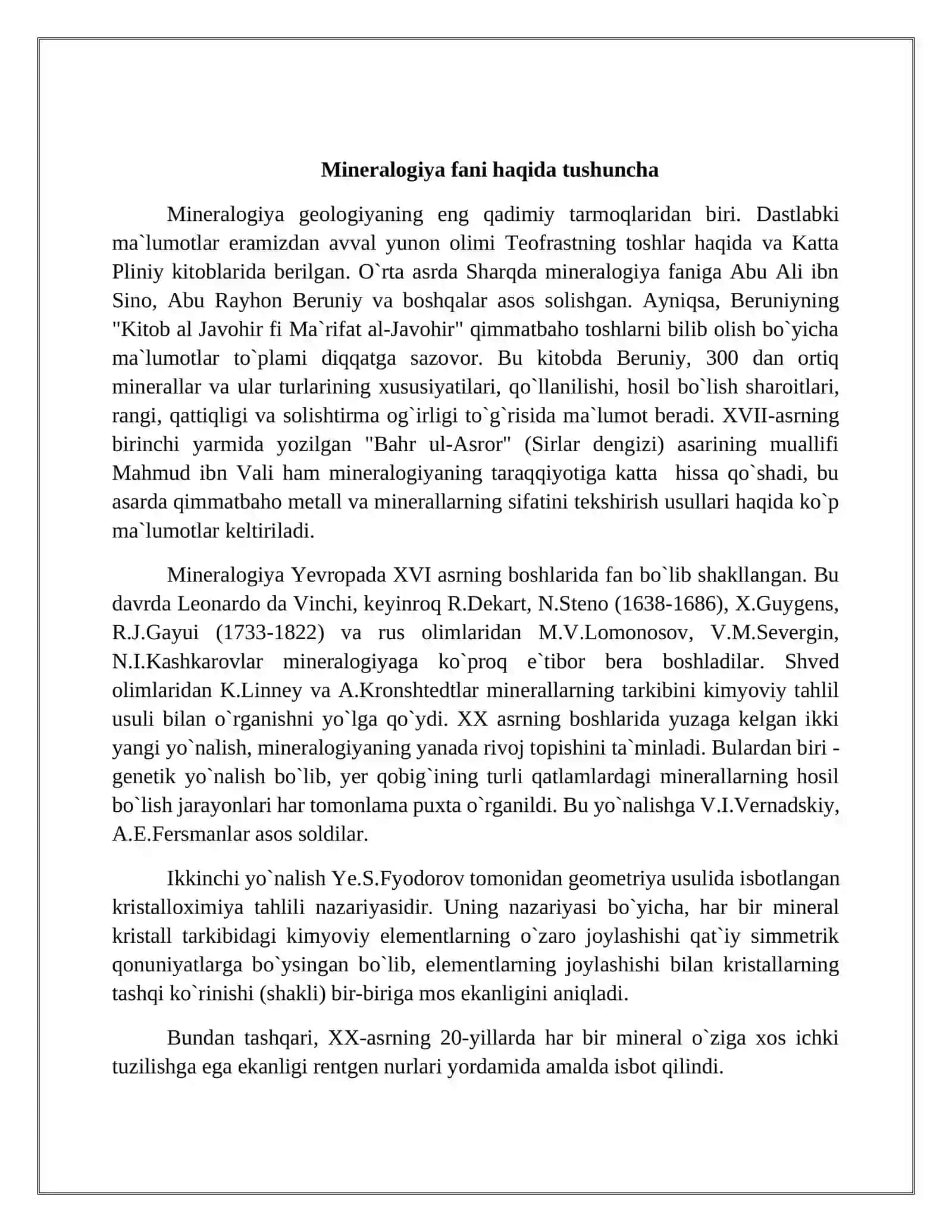 Mineralogiya. Minerallar to‘g‘risida umumiy ma’lumot 3