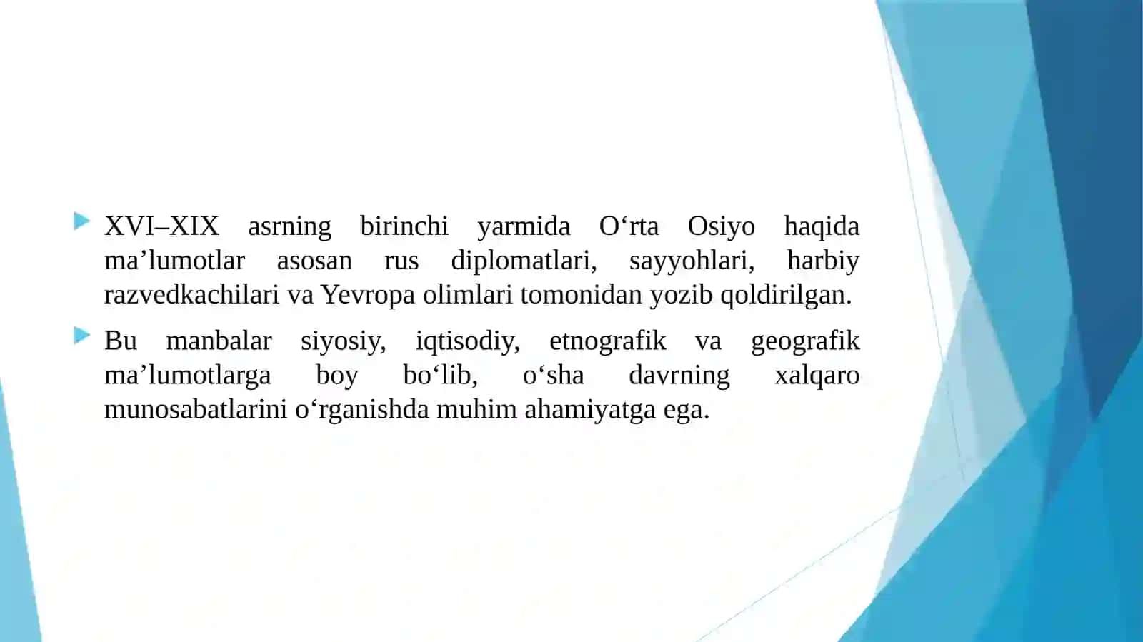O'rta osiyo tarixiga oid rus va yevropa tillaridagi manbalar (XVI-XIX asrning birinchi yarmi) 3