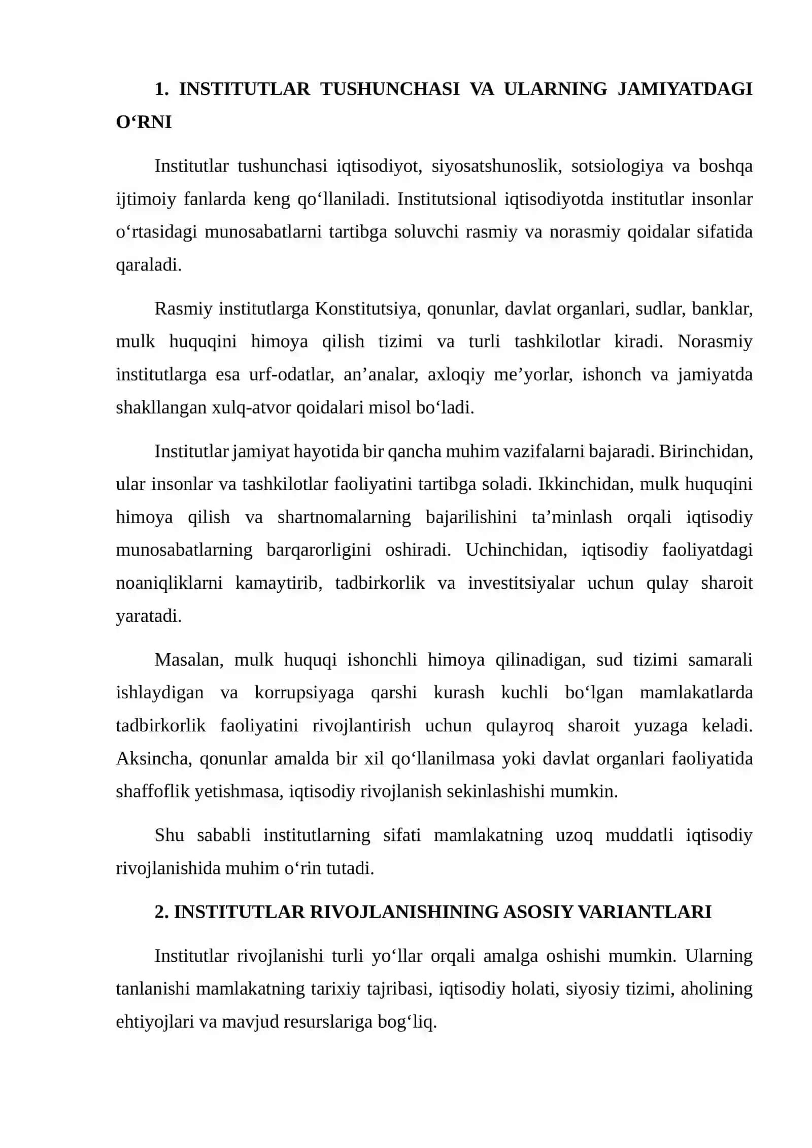 INSTITUTLAR RIVOJI VARIANTLARI BO‘YICHA TAHLIL 3